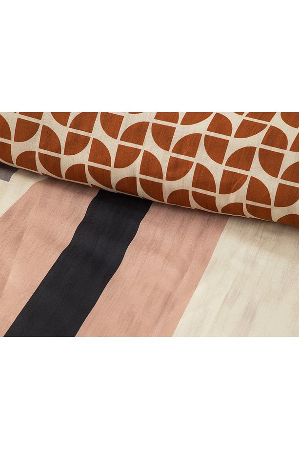Dynamic Square Dijital Baskılı Soft Cotton Tek Kişilik Nevresim Seti 160x220 Cm Bej – Terracotta - 4