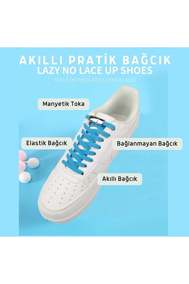 Takbırak Mıknatıslı Lastikli Ayakkabı Bağcığı, Akıllı Bağcık, Bot Çocuk Spor Bağcık - 6
