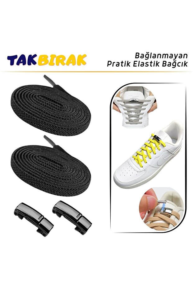 Takbırak Mıknatıslı Lastikli Ayakkabı Bağcığı, Akıllı Bağcık, Bot Çocuk Spor Bağcık - 1