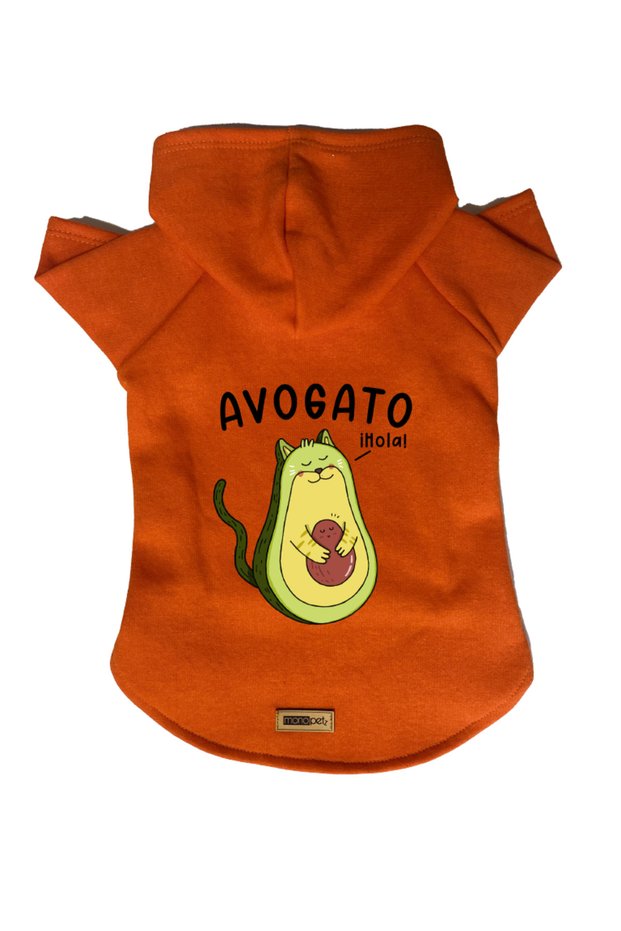 Hooded Fleece Sweatshirt Dog and Cat Outfit & Dress - Orange Avogato - Size S