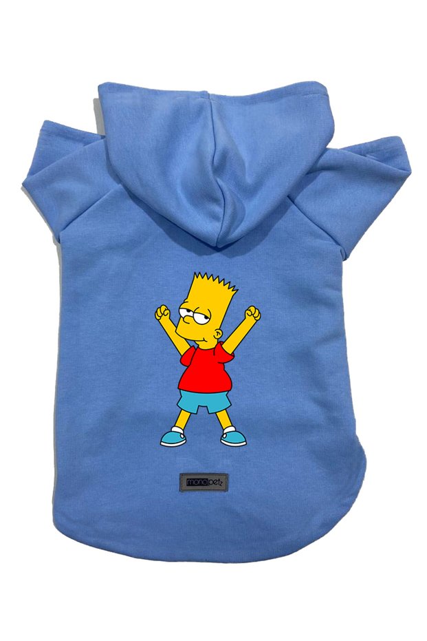 Hooded Fleece Sweatshirt Dog and Cat Outfit & Dress - Blue Bart Simpson - Size XL