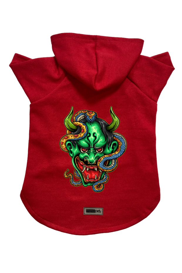 Hooded Fleece Sweatshirt Dog and Cat Outfit & Dress - Red Master Snake - Size XS