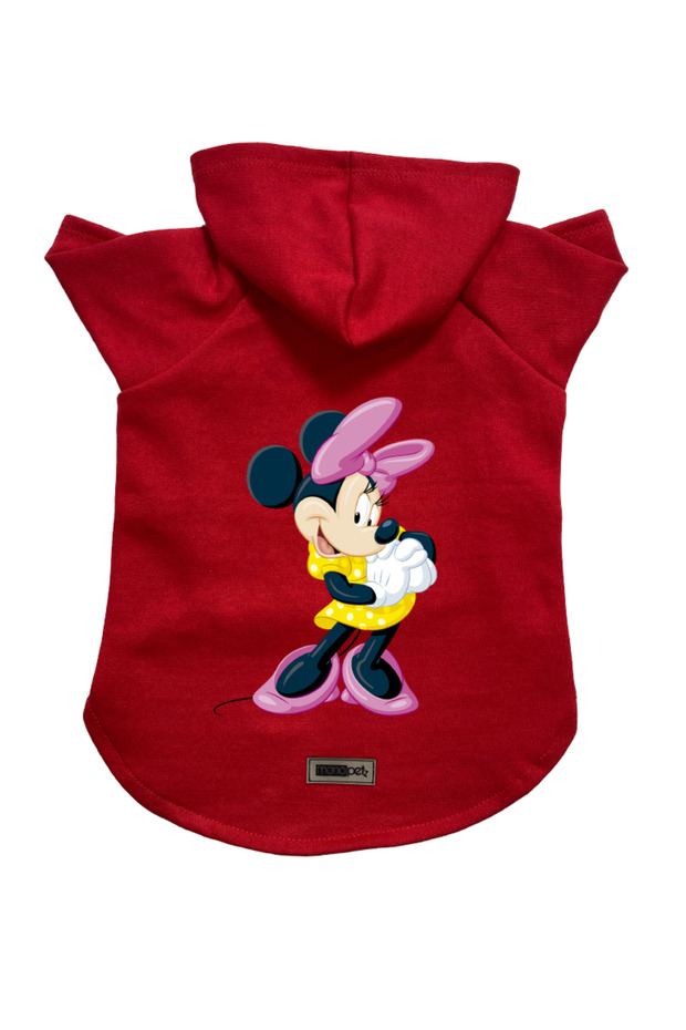 Hooded Fleece Sweatshirt Dog and Cat Outfit & Dress - Red Minnie - Size S