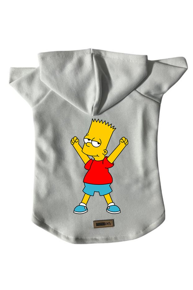 Hooded Fleece Sweatshirt Dog and Cat Outfit & Dress - White Bart Simpson