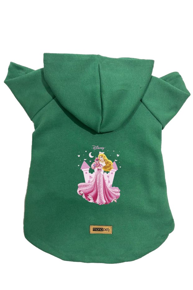 Hooded Fleece Sweatshirt Dog and Cat Outfit & Dress - Green Princess - Size S