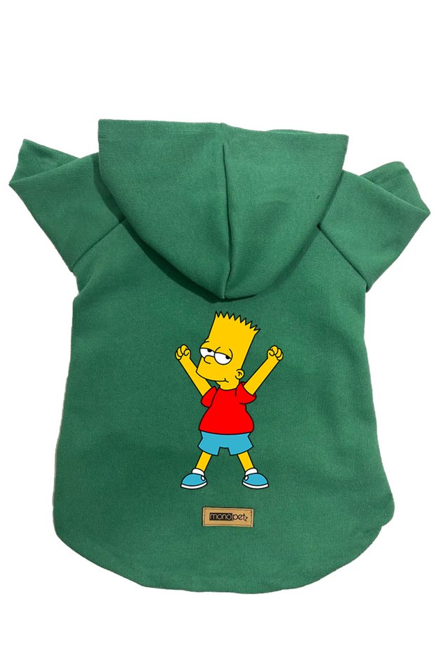 Hooded Fleece Sweatshirt Dog and Cat Outfit & Dress - Green Bart Simpson