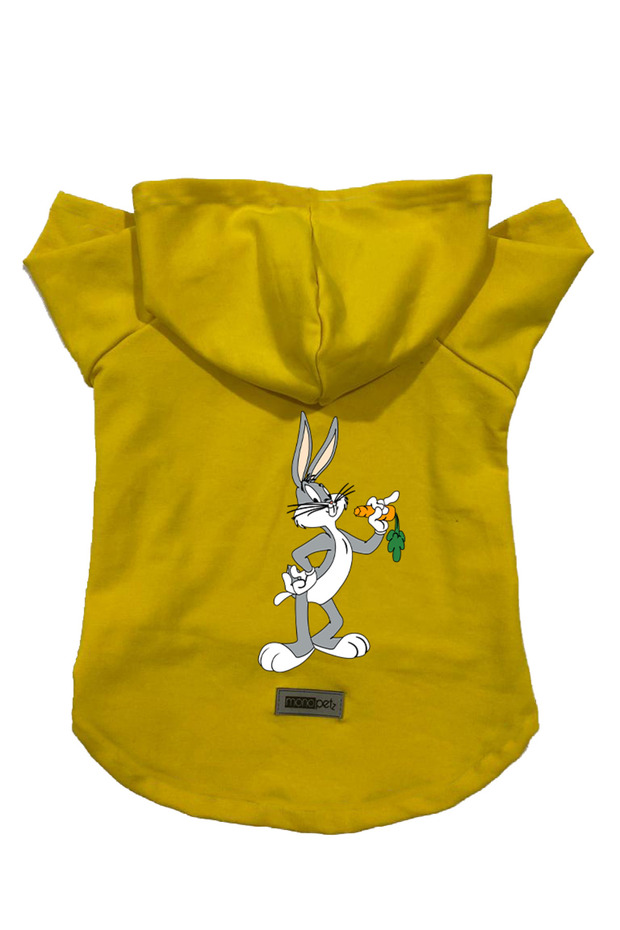 Hooded Fleece Sweatshirt Dog and Cat Outfit & Gown - Yellow New Bugs Bunny - Size XL