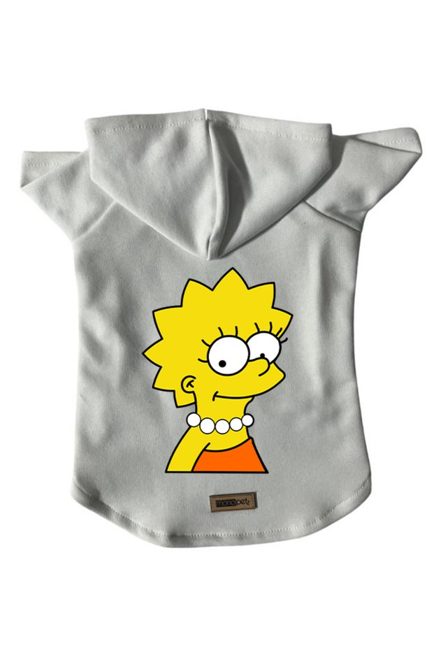 Hooded Fleece Sweatshirt Dog and Cat Outfit & Dress - White Lisa Simpson