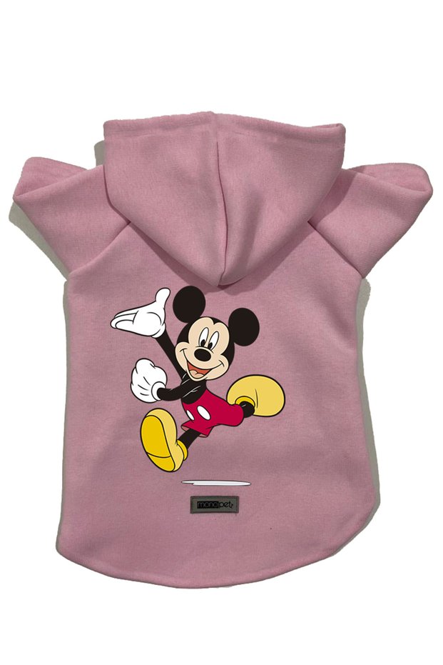 Hooded Fleece Sweatshirt Dog and Cat Outfit & Dress - Pink New Mickey - Size S