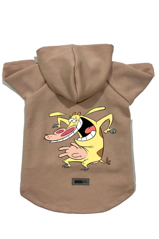 Hooded Fleece Sweatshirt Dog and Cat Outfit & Dress - Beige Cow
