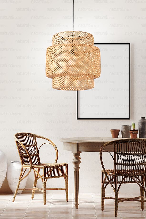 Sinnerlig Bambu Avize 50cm- Iskandinav, Modern, Bohem, Rattan Avize, Aydınlatma - 4