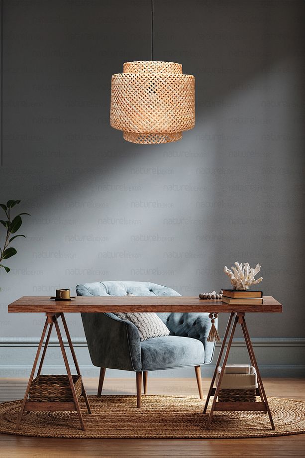 Sinnerlig Bambu Avize 30cm - Iskandinav, Modern, Bohem, Rattan Avize, Aydınlatma - 3