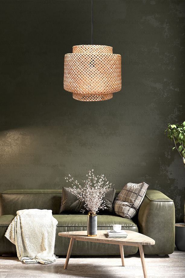 Sinnerlig Bambu Avize 40cm- Iskandinav, Modern, Bohem, Rattan Avize, Aydınlatma - 2