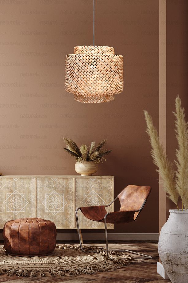 Sinnerlig Bambu Avize 40cm- Iskandinav, Modern, Bohem, Rattan Avize, Aydınlatma - 4