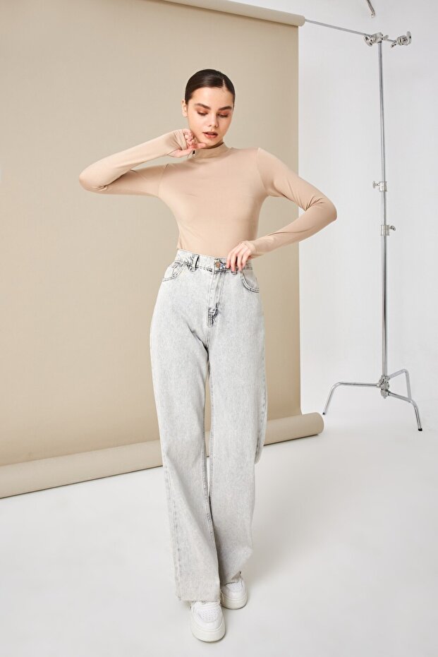 Kadın Krem Soft Touch Basic Parmak Detaylı Body - 7