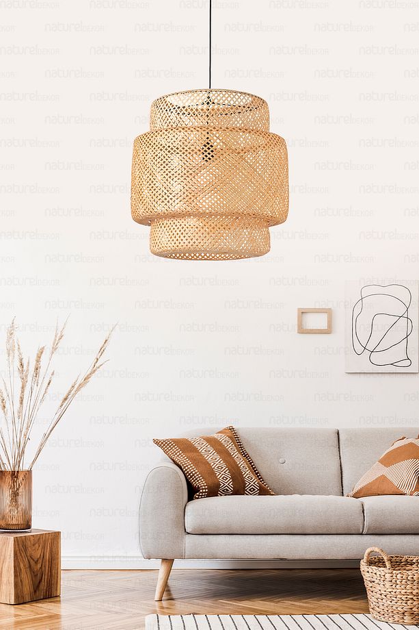 Sinnerlig Bambu Avize 50cm- Iskandinav, Modern, Bohem, Rattan Avize, Aydınlatma - 2