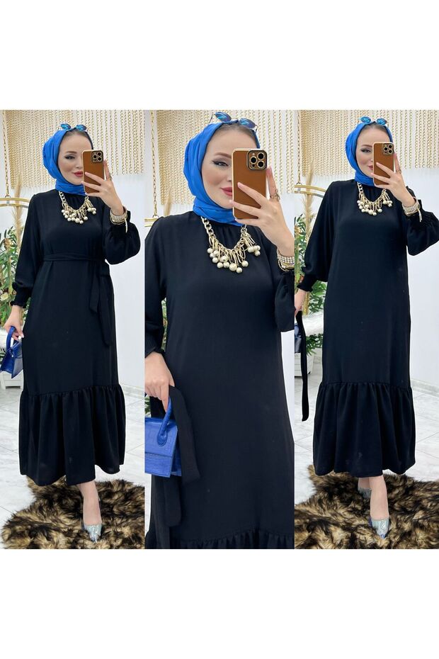 Fırfır Detaylı Elbise - 1