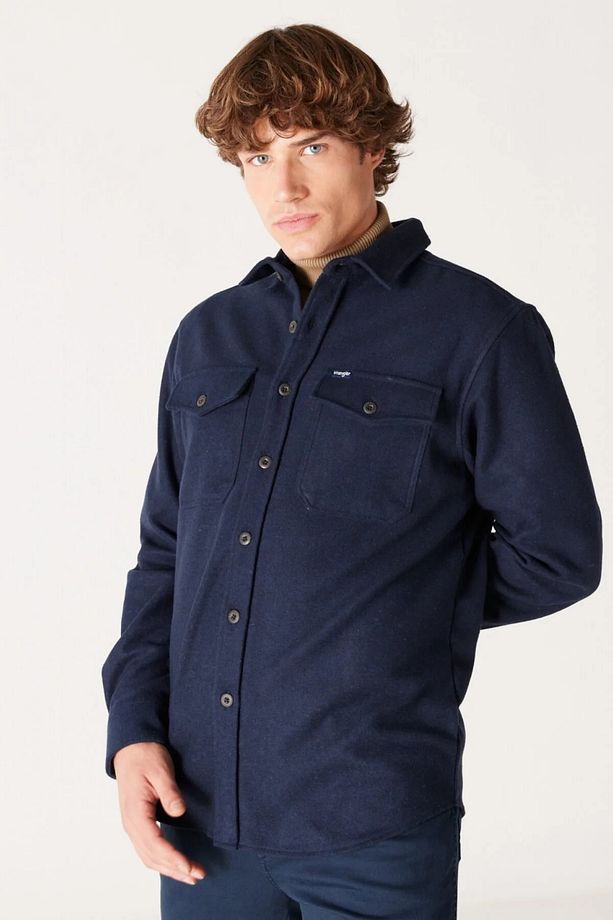 Regular Fit Lacivert Erkek %100 Pamuk Gömlek W232137410 - 3