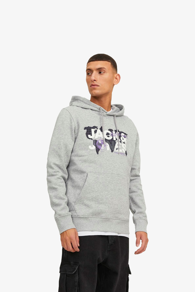 سويت شيرت Jcodust Sweat Hood Sn للرجال باللون الرمادي12240214-رمادي