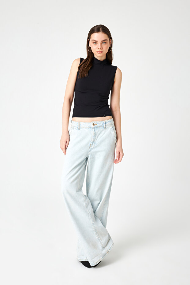 Kadın Siyah Kolsuz Soft Touch Basic Bluz - 6