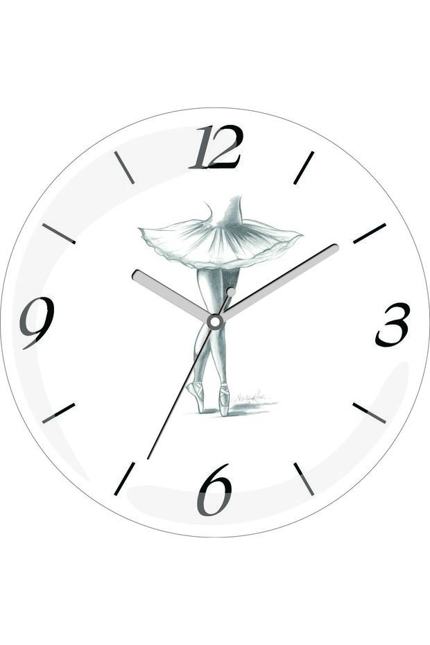 Ballerina Ballet Diameter 30cm Silent Flowing Convex Real Glass Wall Clock