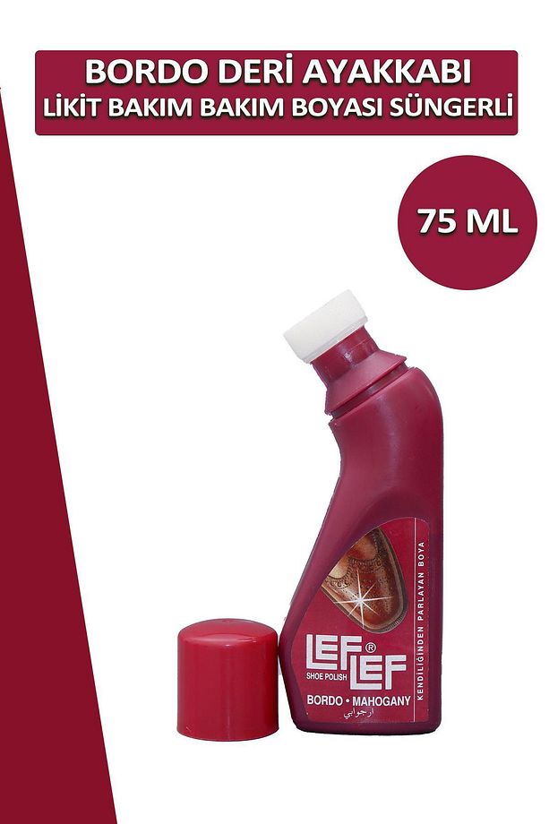 Bağcık + Nuri Leflef Bordo Deri Likit Ayakkabı Bakım Boyası Süngerli 75 ML Set - 2