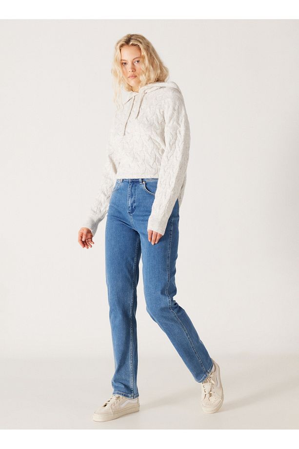 Yüksek Bel Dar Paça Regular Fit Sarı Kadın Denim Pantolon W27M68231-Sarı - 3