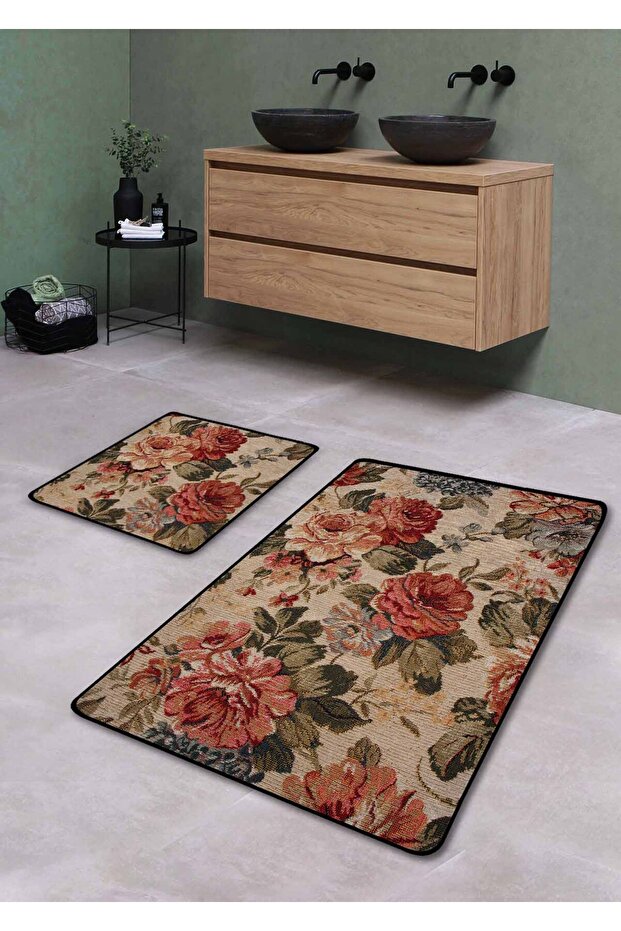 Non-Slip Sole Washable 2-Piece Bath Mat - Georgia 60*100 cm - 50*60 cm