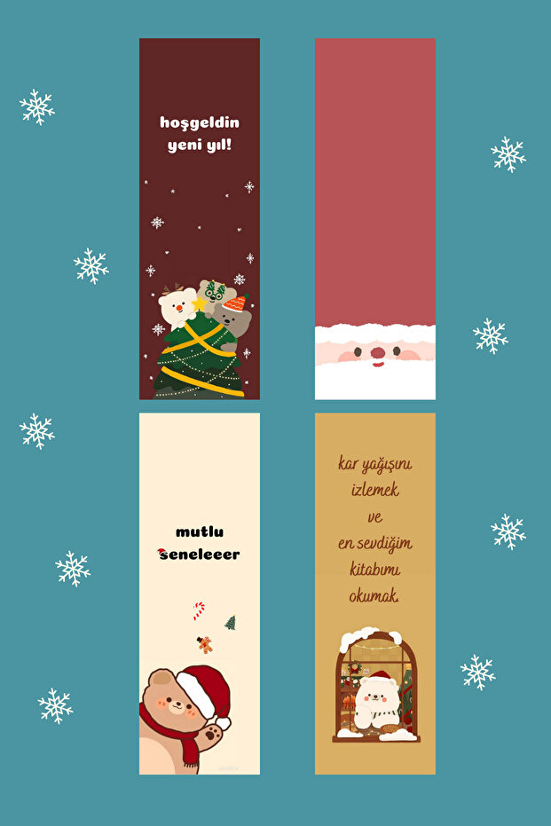 New Year's New Year Themed Cute Bookmarks Set of 4