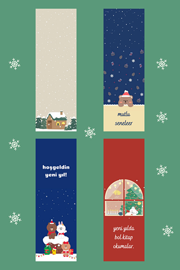 New Year's New Year Themed Cute Bookmarks Set of 4