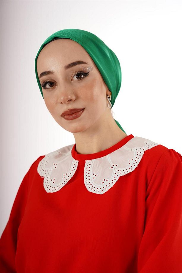 Krep Dantelli Yakalı Elbise - 4