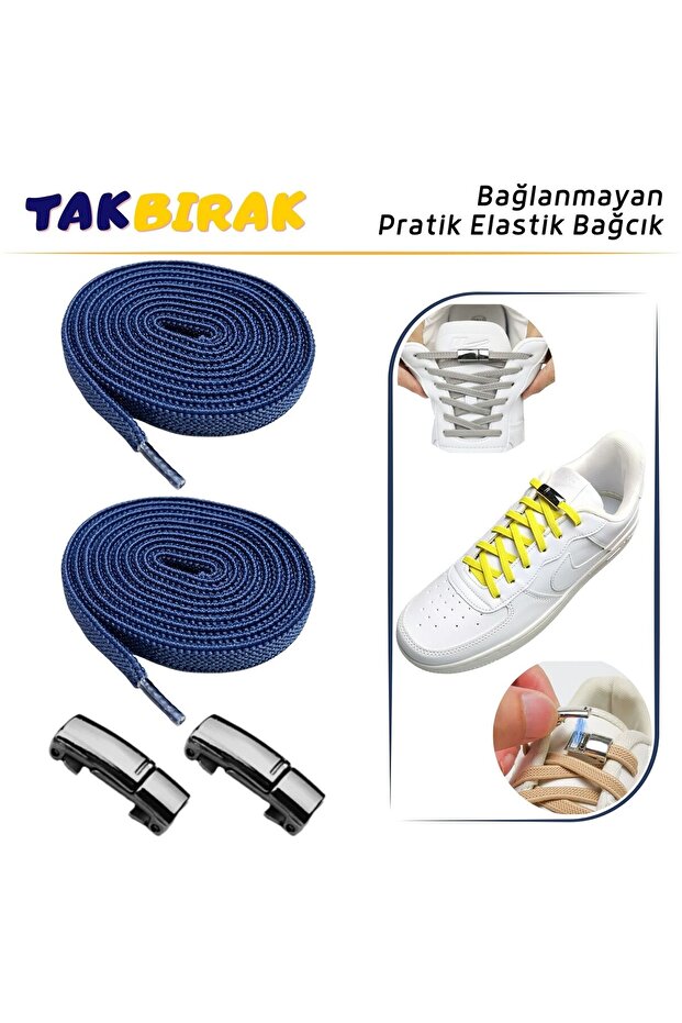 Takbırak Mıknatıslı Lastikli Ayakkabı Bağcığı, Akıllı Bağcık, Bot Çocuk Spor Converse Bağcık - 1