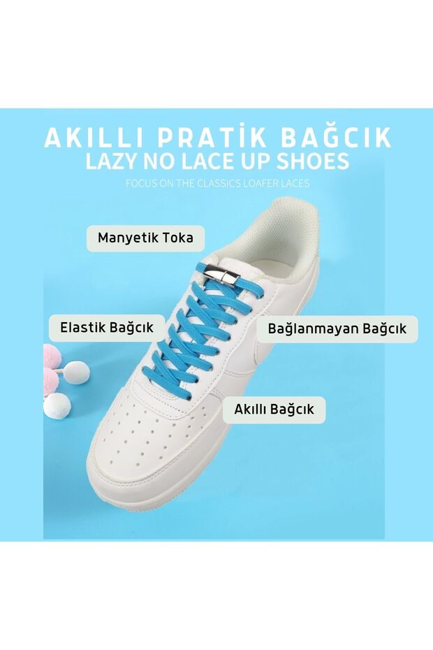 Takbırak Mıknatıslı Lastikli Ayakkabı Bağcığı, Akıllı Bağcık, Bot Çocuk Spor Bağcık - 3