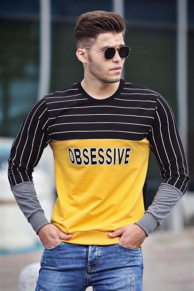 Baskılı Sarı Sweatshirt 4184 - 1