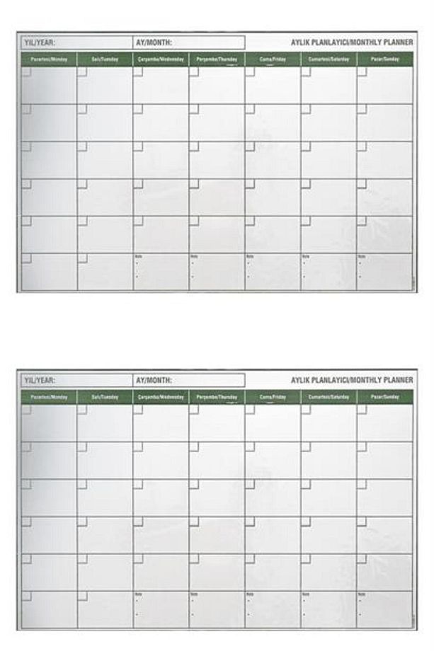 Manyetik Yapışkanlı Bir Aylık Program Planlayıcı Takvim 85x56 cm - 7