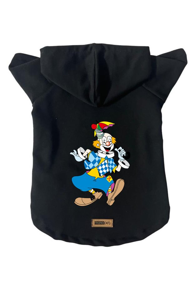 Hooded Fleece Sweatshirt Dog and Cat Outfit & Dress - Black Clown - Size M