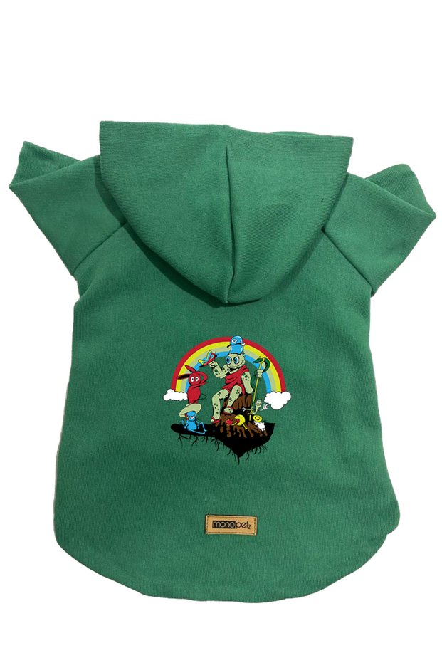 Hooded Fleece Sweatshirt Dog and Cat Outfit & Dress - Green City 28 - Size XS