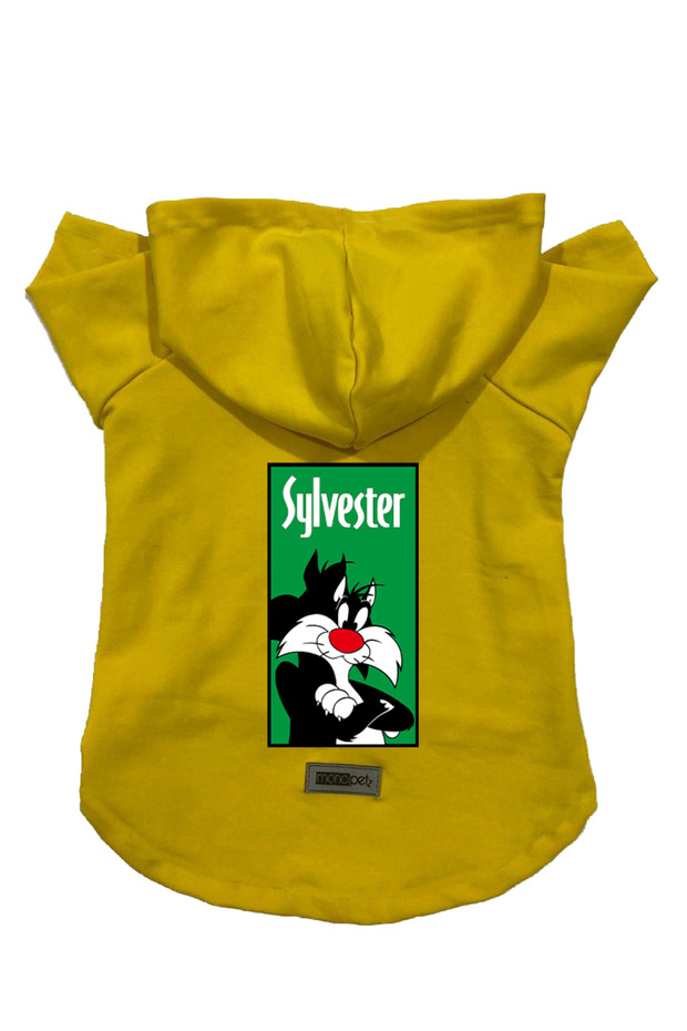 Hooded Fleece Sweatshirt Dog and Cat Outfit & Dress - Yellow Sylvester