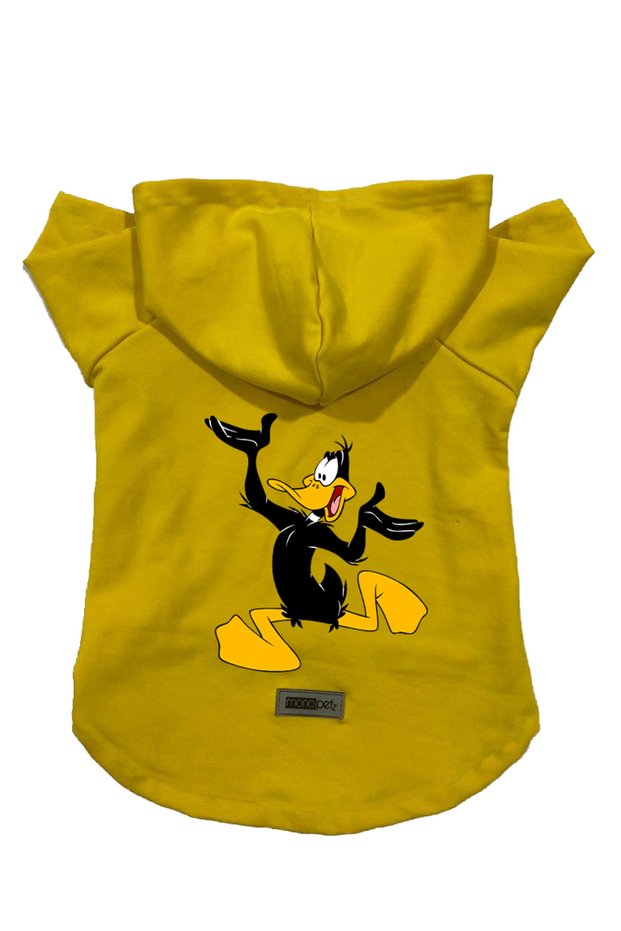 Hooded Fleece Sweatshirt Dog and Cat Outfit & Dress - Yellow Duffy - Size L
