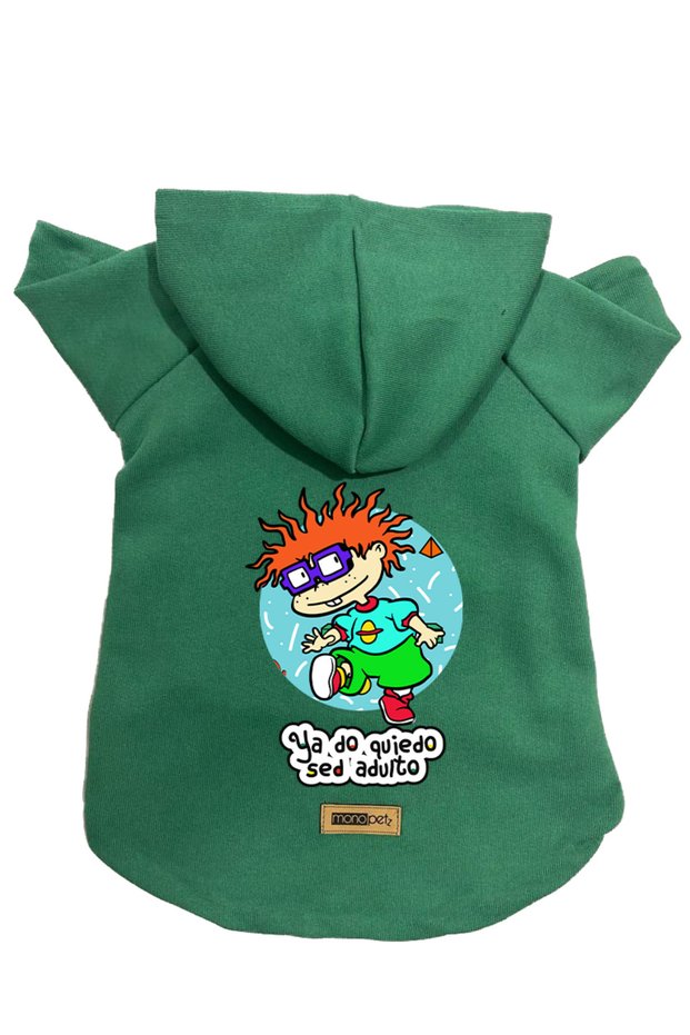 Hooded Fleece Sweatshirt Dog and Cat Outfit & Gown - Green Rugrats Carlitos - Size XL