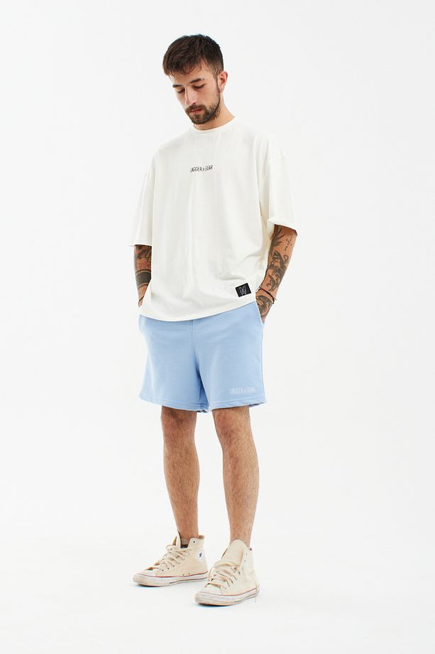 Unisex Nakışlı Mavi Şort - 2