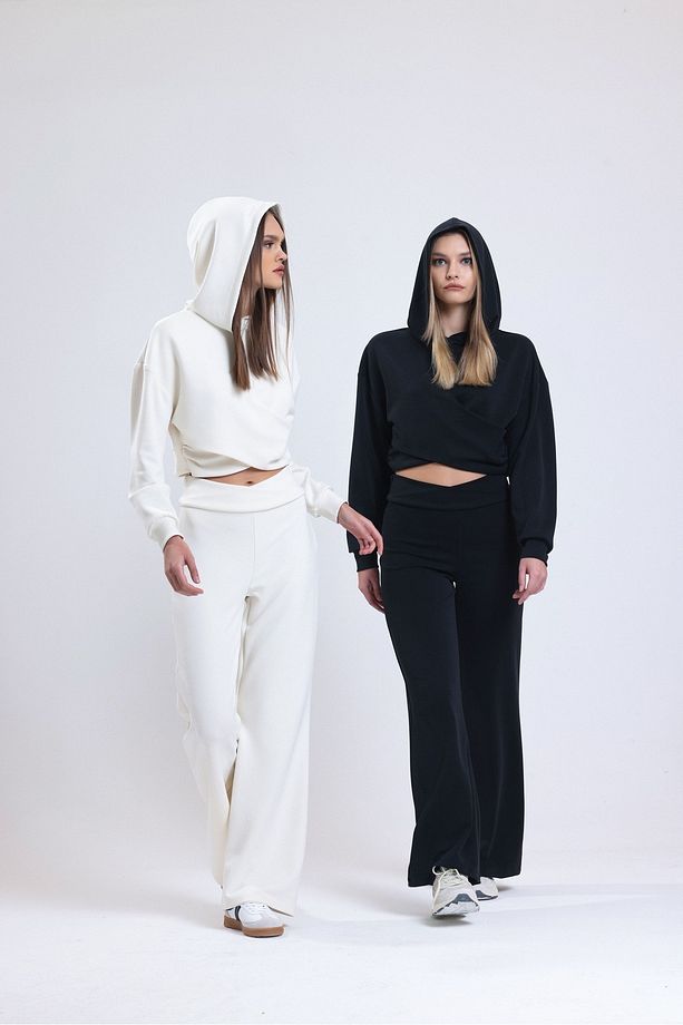 MODAL GENİŞ PAÇA TAYT PANTOLON ( EKRU ) - 6