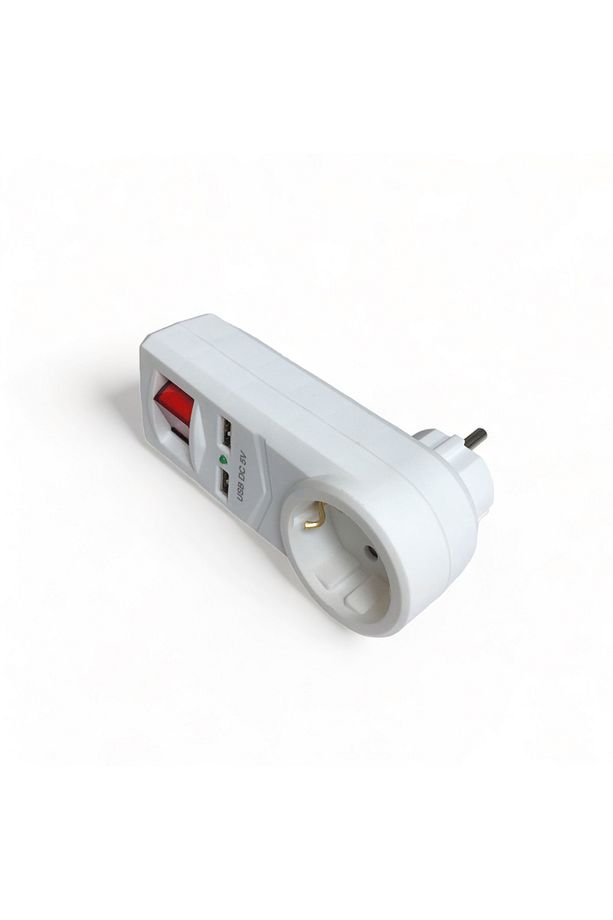 2 X USB Çıkışlı Topraklı Fiş Priz Anahtarlı Golyat Fiş 2,1 A - 3
