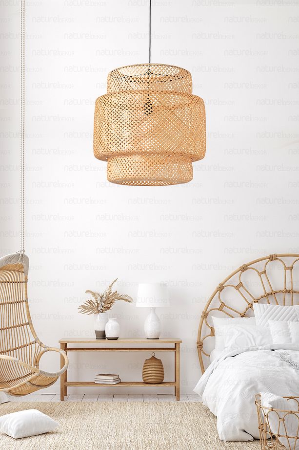 Sinnerlig Bambu Avize 50cm- Iskandinav, Modern, Bohem, Rattan Avize, Aydınlatma - 3