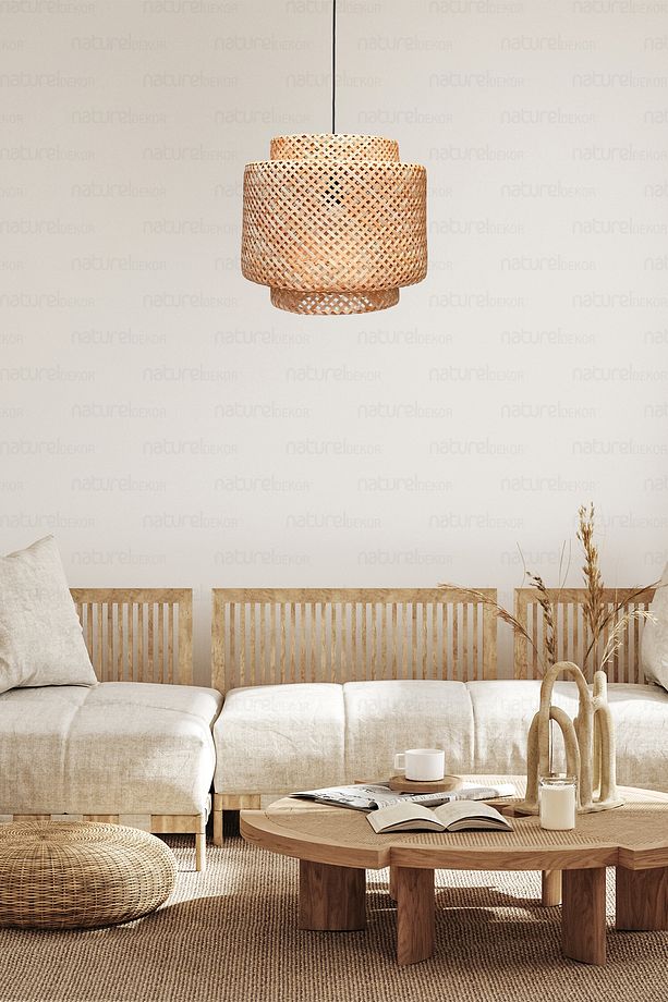 Sinnerlig Bambu Avize 30cm - Iskandinav, Modern, Bohem, Rattan Avize, Aydınlatma - 2