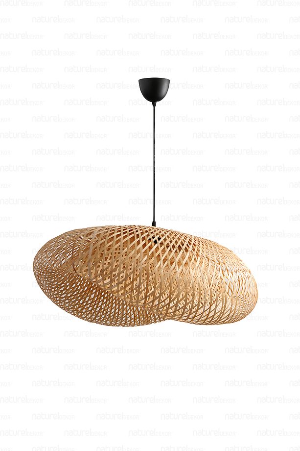 Bohem Bambu Elips Sarkıt Avize Lamba 60cm - Iskandinav, Modern, Bohem, Rattan Aydınlatma - 1