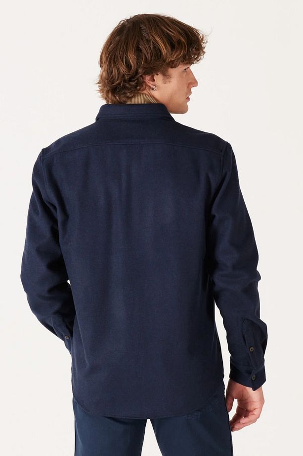 Regular Fit Lacivert Erkek %100 Pamuk Gömlek W232137410 - 6