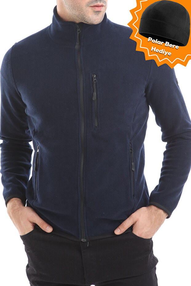Ghassy Co. Men's Windproof Thermal 5-Pocket Full Zipper Fleece Jacket