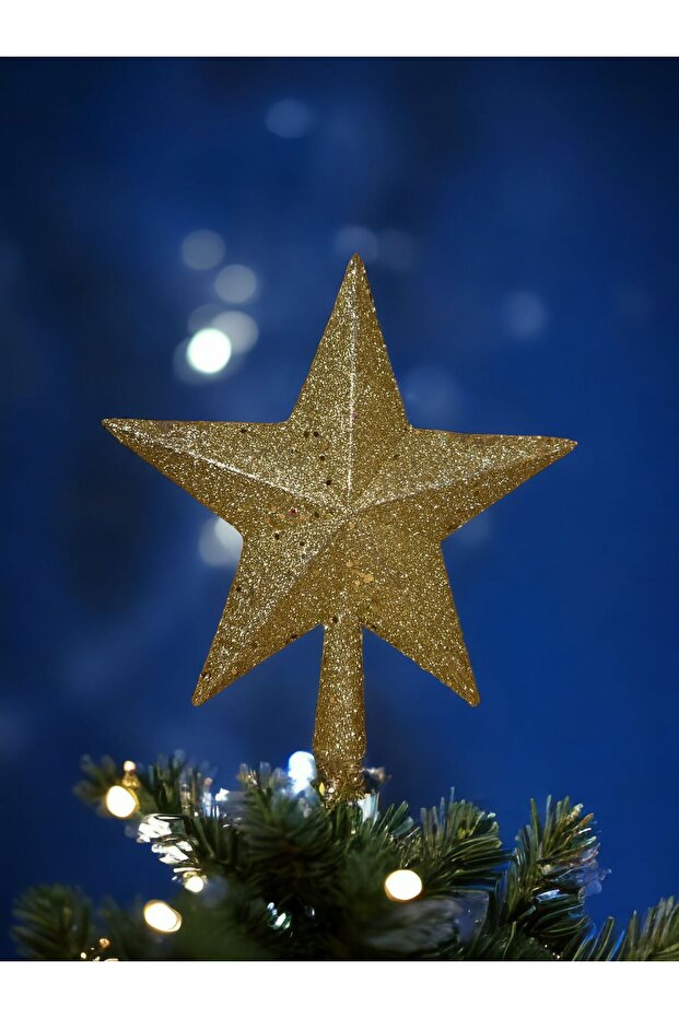 Christmas Tree Peak Star Gold Silvery Luxury Medium Size 20 cm New Year Tree Star Ornament