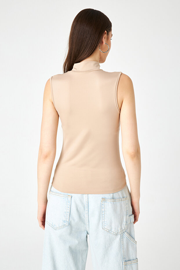 Kadın Krem Kolsuz Soft Touch Basic Bluz - 7